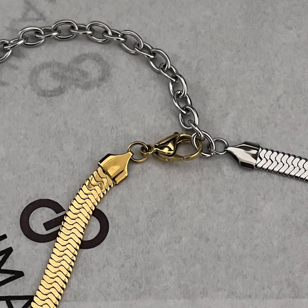 Adornia NWT AUTHENTIC 14K Gold-Plated & White Rhodium Herringbone Necklace. - Picture 15 of 15